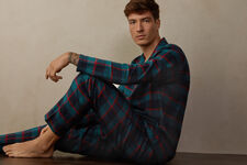 Full Length Pajamas in Brushed Check Patterned Cloth