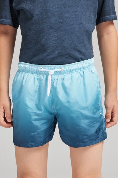 Costume Boxer Mare Bambino Stampa Sfumata Blu
