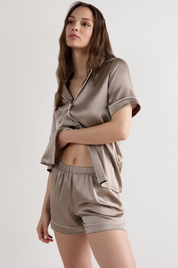 Trimmed Silk Shorts
