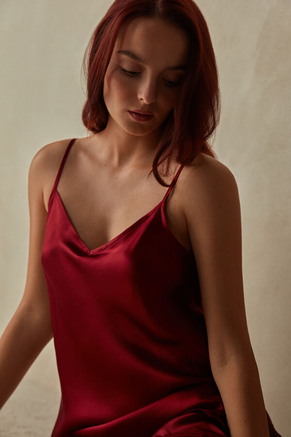 Silk Satin Top with V Neck