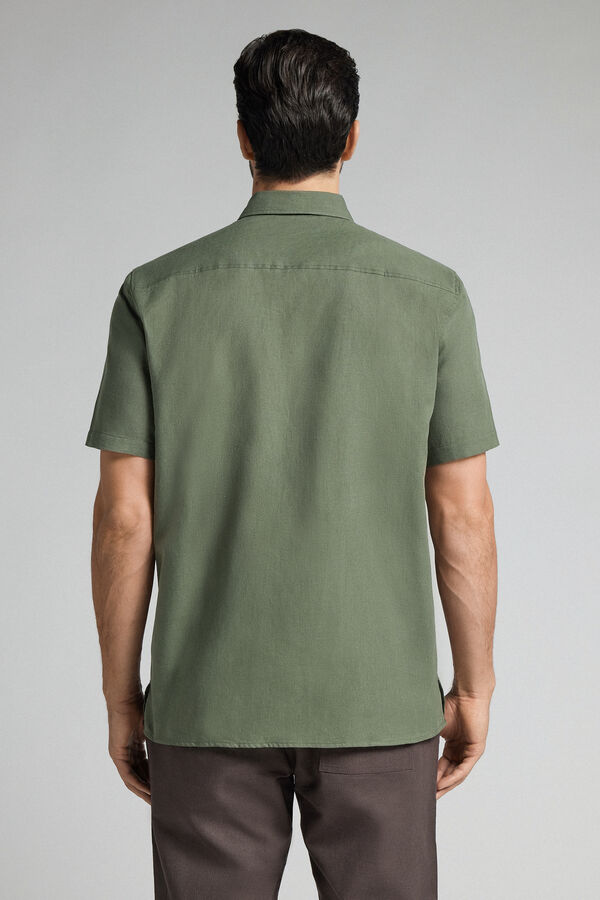 Short-Sleeved Shirt in Cotton and Linen