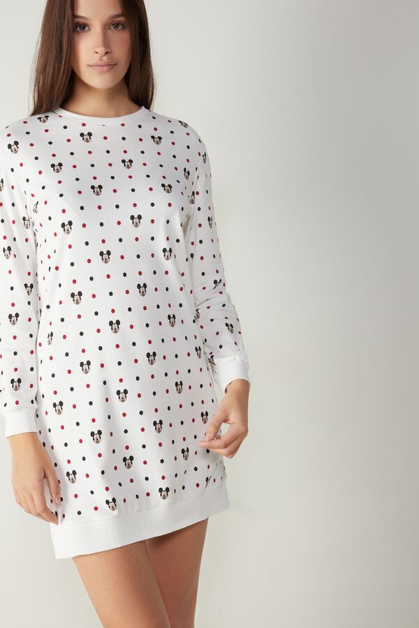 Mickey and Dot Print Interlock Cotton Night Shirt