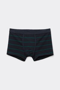 Superior Cotton Boxers with Blue and Green Striped Print