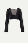 Langärmeliges Bra-Top aus Mikrofaser Ultralight und Tüll
