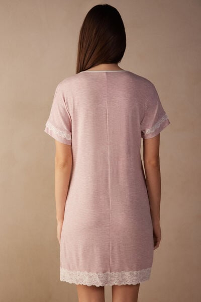Lace Trim Short Sleeve Nightgown