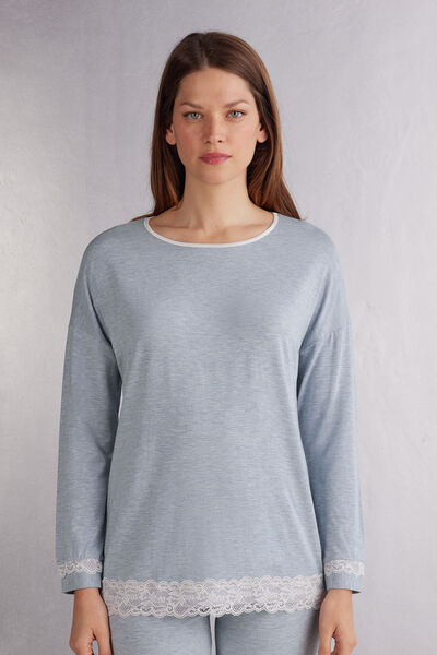 Long-Sleeve Round-Neck Modal Top