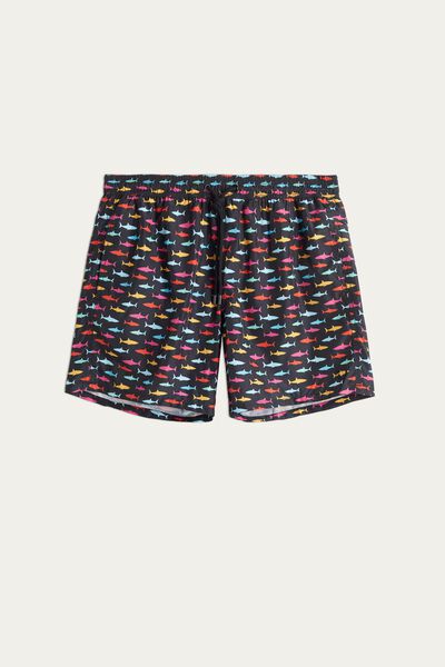 Tritone Swim Shorts with Multicolour Shark Print