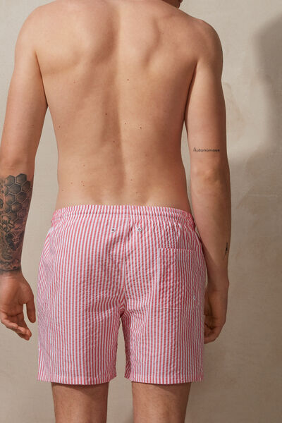 Costume Boxer Mare Seersucker Stampa Righe