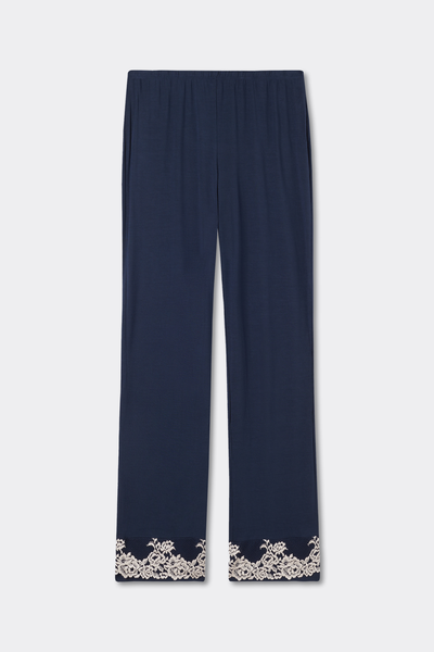 Lange Hose aus Modal mit Besatz Pretty Flowers
