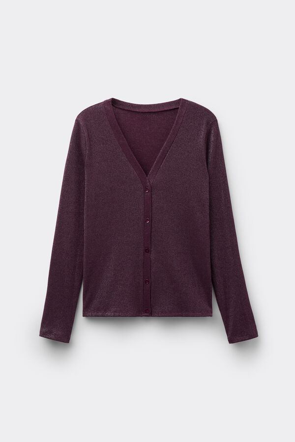 ラメ コットンリブ カーディガン