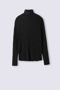 Light Modal with Lamé Cashmere High-Neck Top