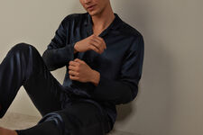 Long Silk Piped Pajamas