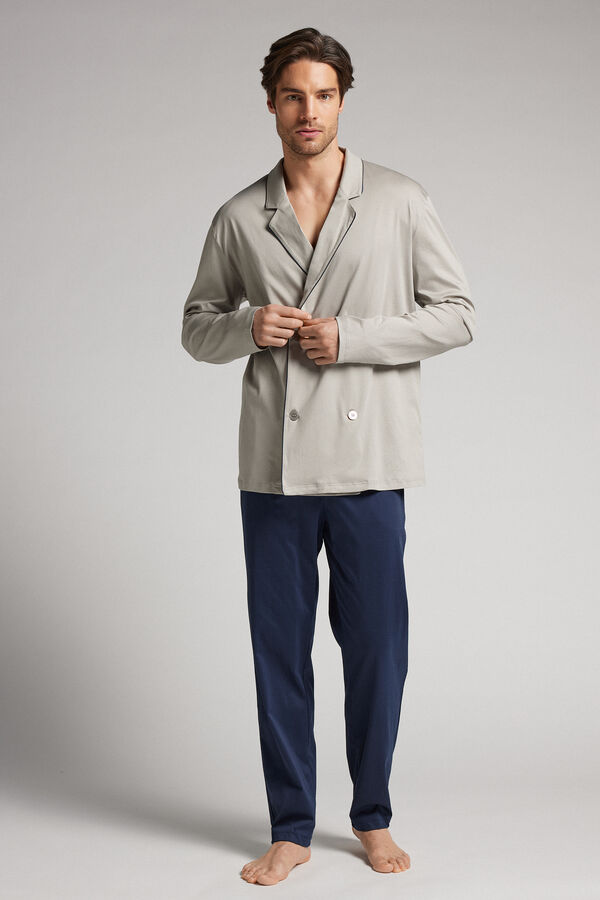 Pijama largo de algodón de doble botonadura