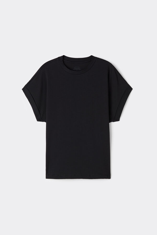 Short-Sleeved Ultrafresh Cotton Top with Turn-Ups