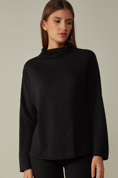 Funnel Neck Top in Plush Modal with Cashmere