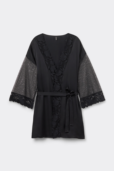 Kimono aus Viskosesatin und Tüll All About Flowers