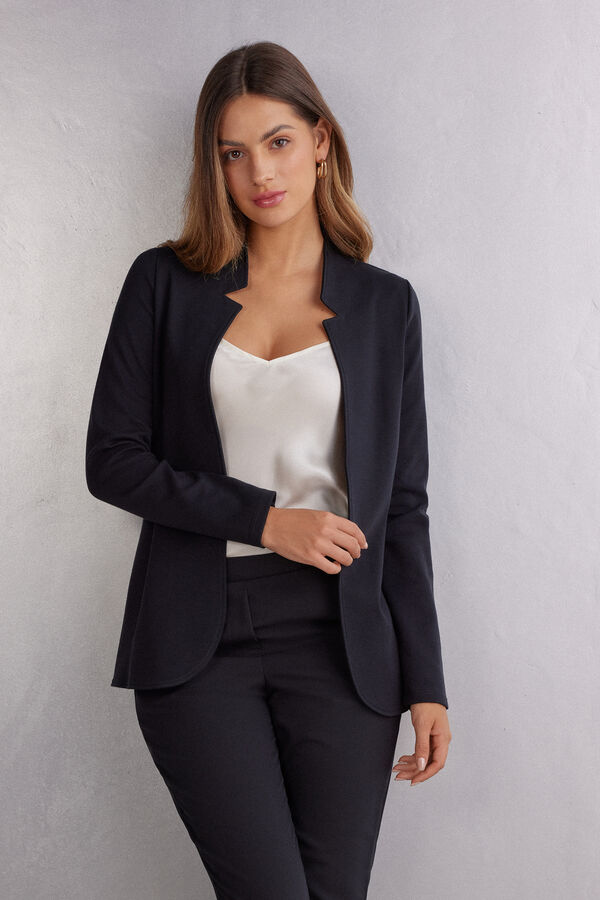 Long-Sleeved Cotton Interlock Cardigan