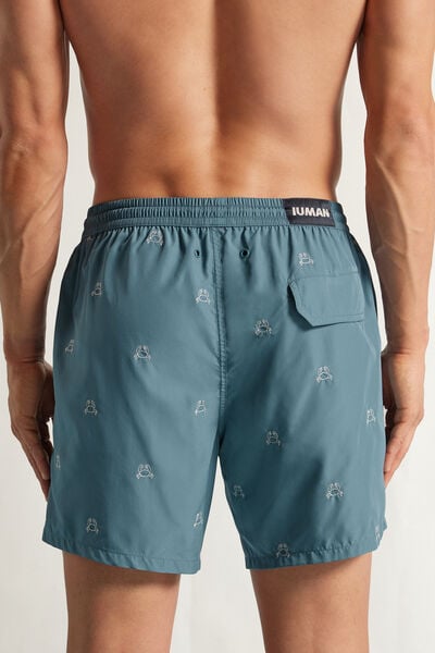 Costume Boxer Mare con Ricamo Granchio