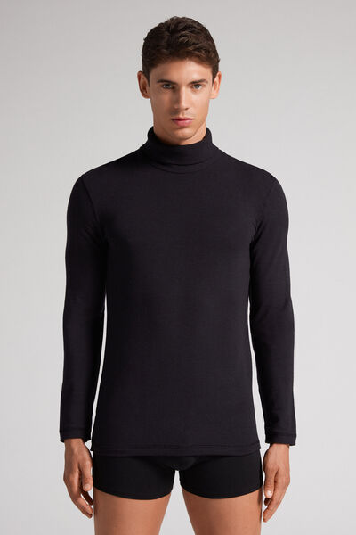 Long-sleeve High-Neck Modal-Cashmere Top