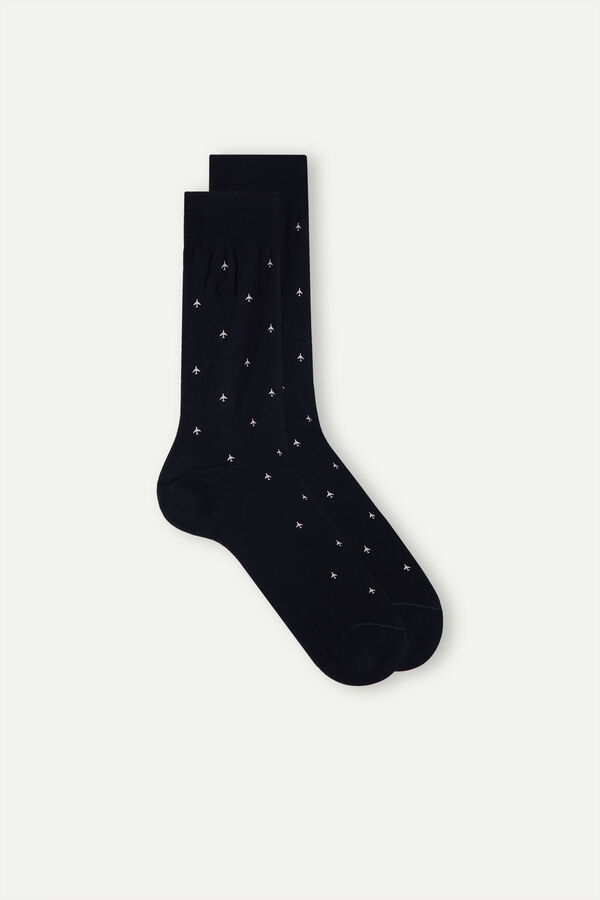 Men’s Short Socks in Patterned Lisle Cotton