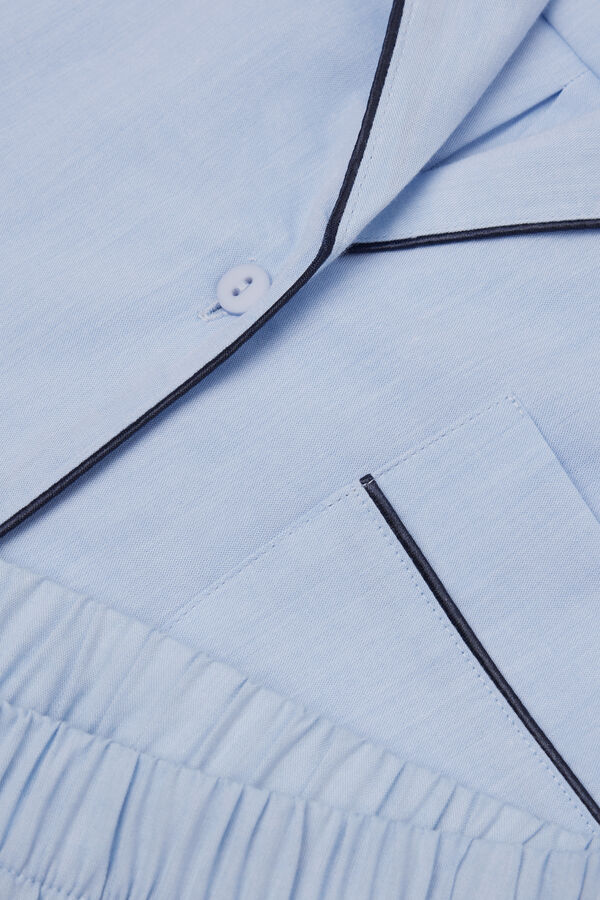 Kort pyjamas i bomullsv&auml;v Chambray NI