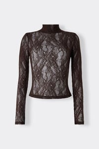 Long-Sleeved Stretch Lace Crop Top