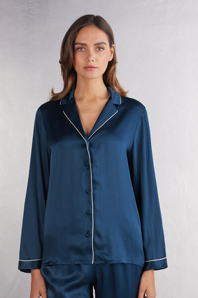 Mannish-Cut Jacket in Silk Satin