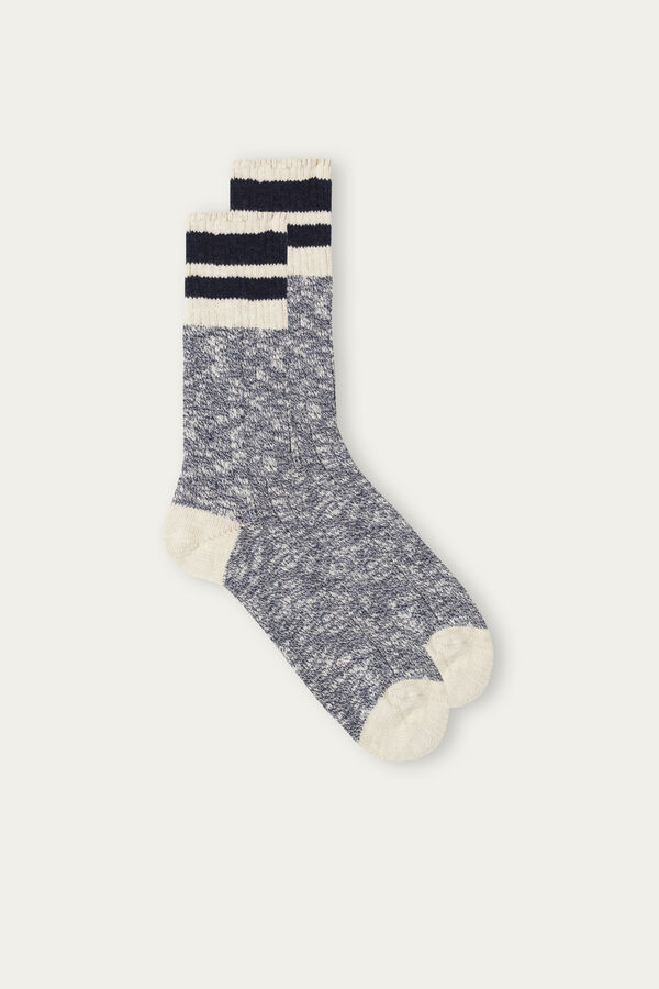 Short Socks in Heathered Blue Ribbed Knit