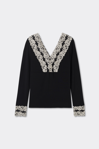 Maglia Manica Lunga Scollo a V Pretty Flowers