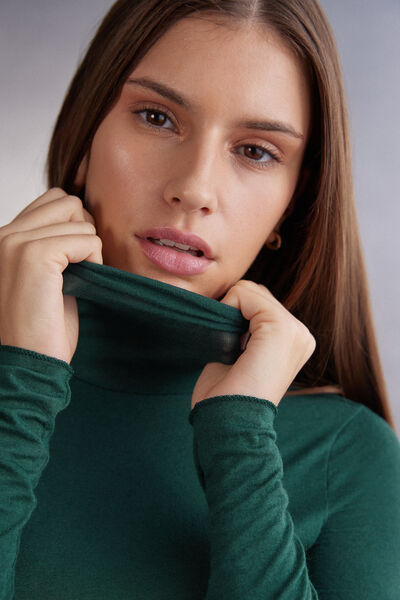 Maglia in Modal Ultralight con Cashmere Collo Alto