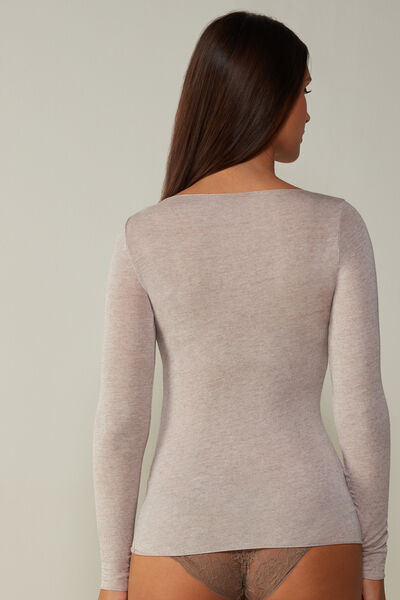 Maglia in Modal Ultralight con Cashmere con scollo a Barchetta