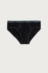 Logo Detailed Ribbed Stretch-Cotton Briefs