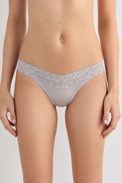 ‘80s-Style Lace and Microfibre Brazilian Briefs