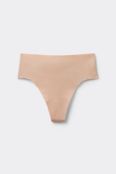High-Waisted Thong in Seamless Ultralight Microfibre