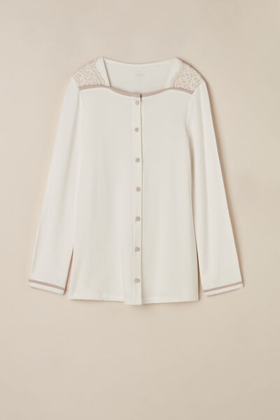 Romantic Bedroom Button Up Top in Modal with Wool