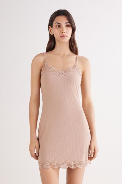 Geripptes Unterkleid mit Spitze Your Every Wear