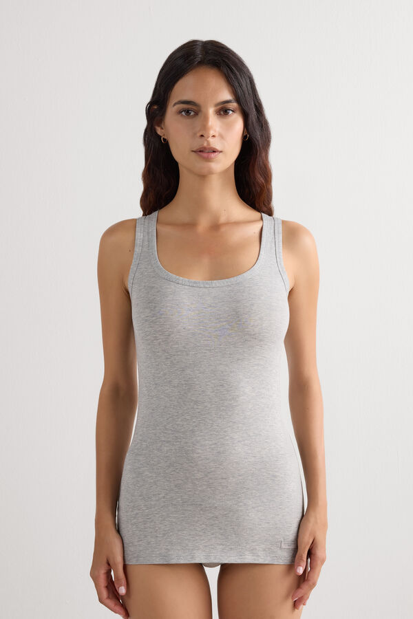 Natural Cotton Wide Shoulder Tank Top