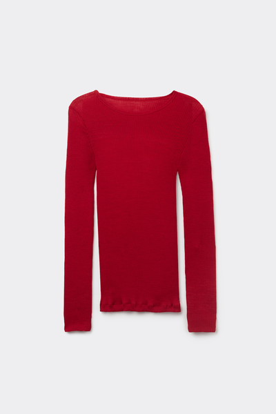 Wool and Silk Long-Sleeved Crew-Neck Max Top