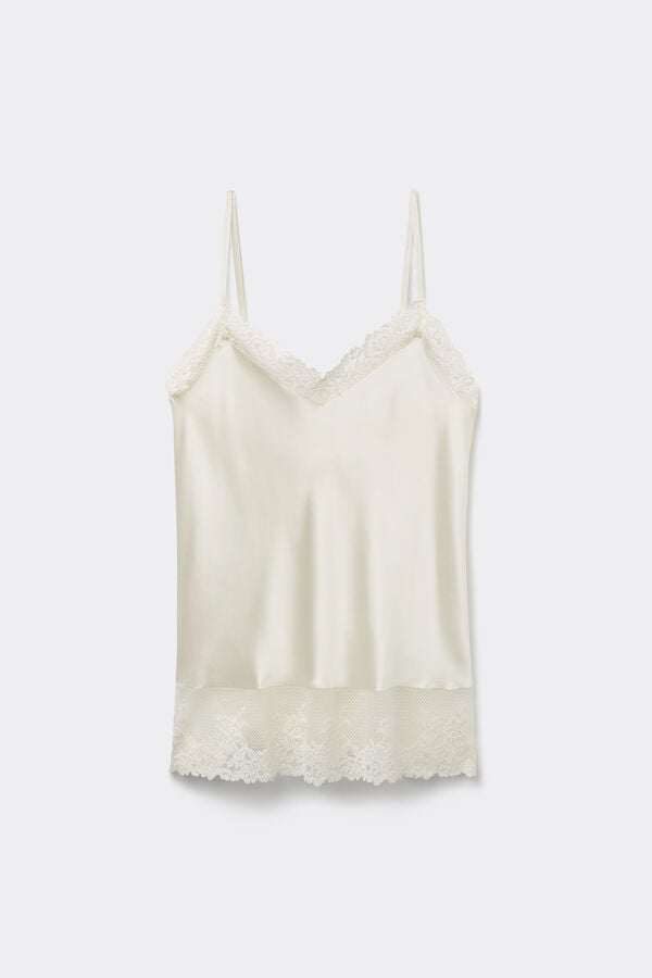 Top de Alças Finas em Seda Pretty Flowers