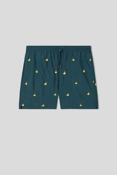 Swim Trunks with Embroidered Ducks