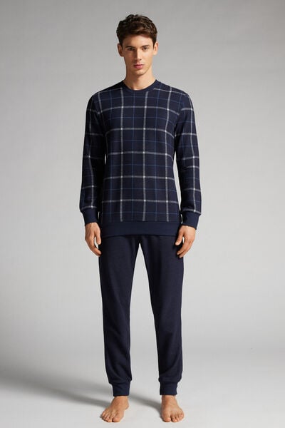 Full Length Pajamas with Blue Check Top
