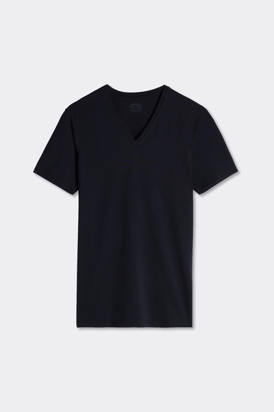 T-Shirt mit V-Ausschnitt aus elastischer Superior-Baumwolle