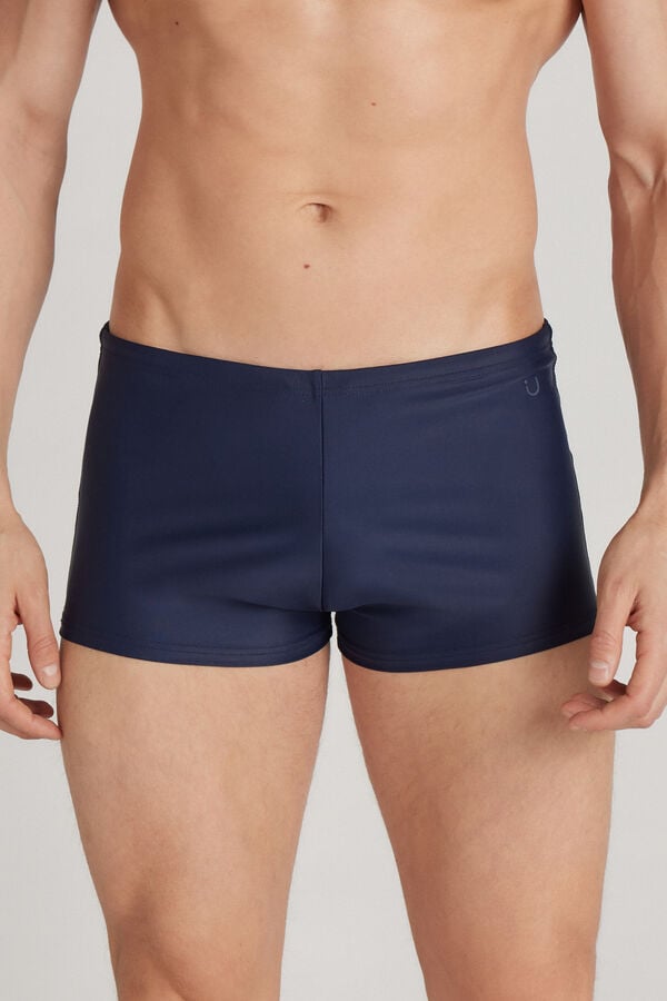 Plain Square-Cut Swim Trunks