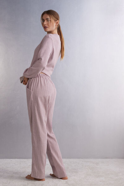 Full-Length Brushed Plain-Weave Pinstripes Fantasy Trousers