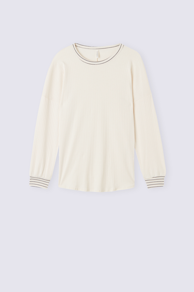 Creamy Stripes Long-Sleeved Top