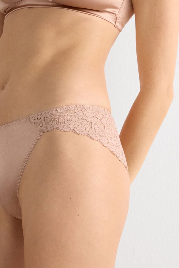 Lace and Silk Bikini Briefs