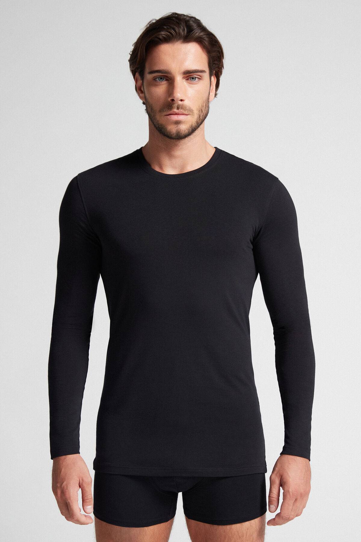 Long-Sleeve Stretch Supima Cotton Top | Intimissimi