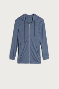 Ribbed Modal Blend Hooded Sweatshirt