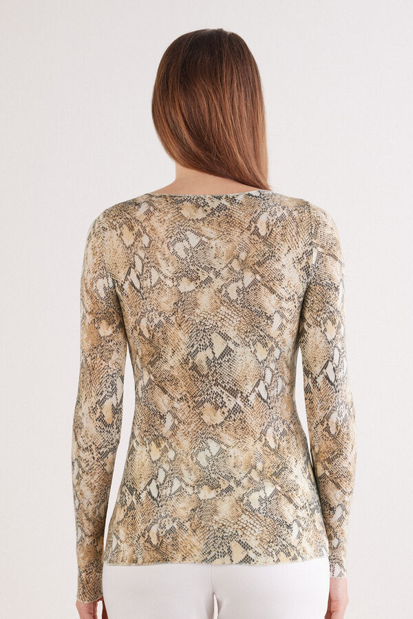 Maglia in Modal Ultralight con Cashmere Stampa Animalier Serpente Seductive Glamour