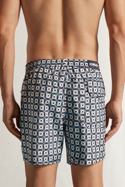 Costume Boxer Mare Reversibile Stampa Multicolore Blu